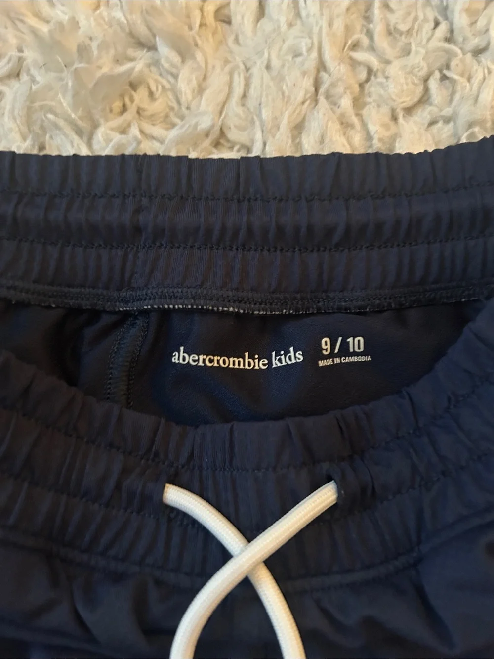 Abercrombie kids Girls Navy Drawstring Athletic Shorts with White Side Panels